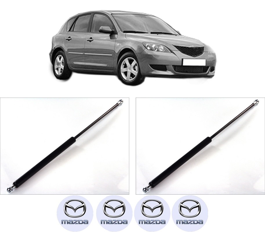 Set amortizoare portbagaj haion pentru MAZDA 3 (BK) din 2003-2009, 2 bucati, KROSNO, 4 stickere auto MAZDA