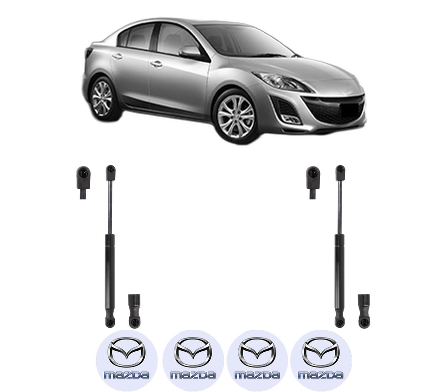Set amortizoare portbagaj haion pentru MAZDA 3 Saloon (BL) din 2008-2014, 2 bucati, KROSNO, 4 stickere auto MAZDA
