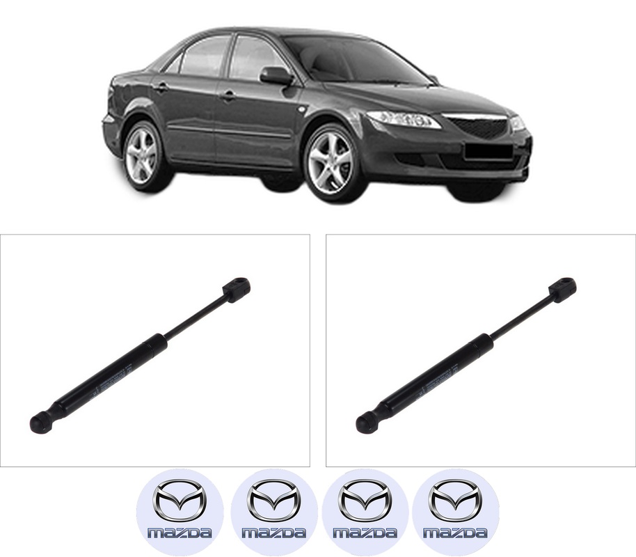 Set amortizoare portbagaj haion pentru MAZDA 6 Saloon (GG) din 2002-2007, 2 bucati, KROSNO, 4 stickere auto MAZDA