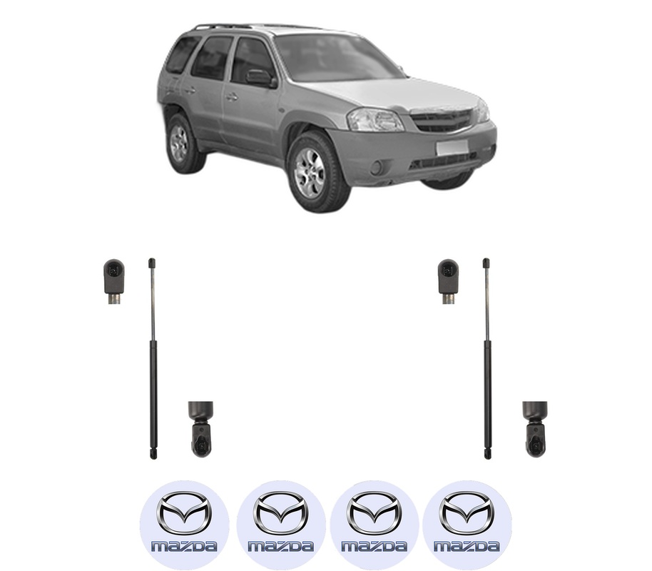 Set amortizoare portbagaj haion pentru MAZDA TRIBUTE (EP) din 2000-2008, 2 bucati, KROSNO, 4 stickere auto MAZDA