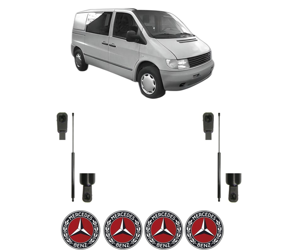 Set amortizoare portbagaj haion pentru MERCEDES-BENZ VITO Bus (W638) din 1996-2003, 2 bucati, MAGNUM TECHNOLOGY, 4 stickere auto MERCEDES-BENZ
