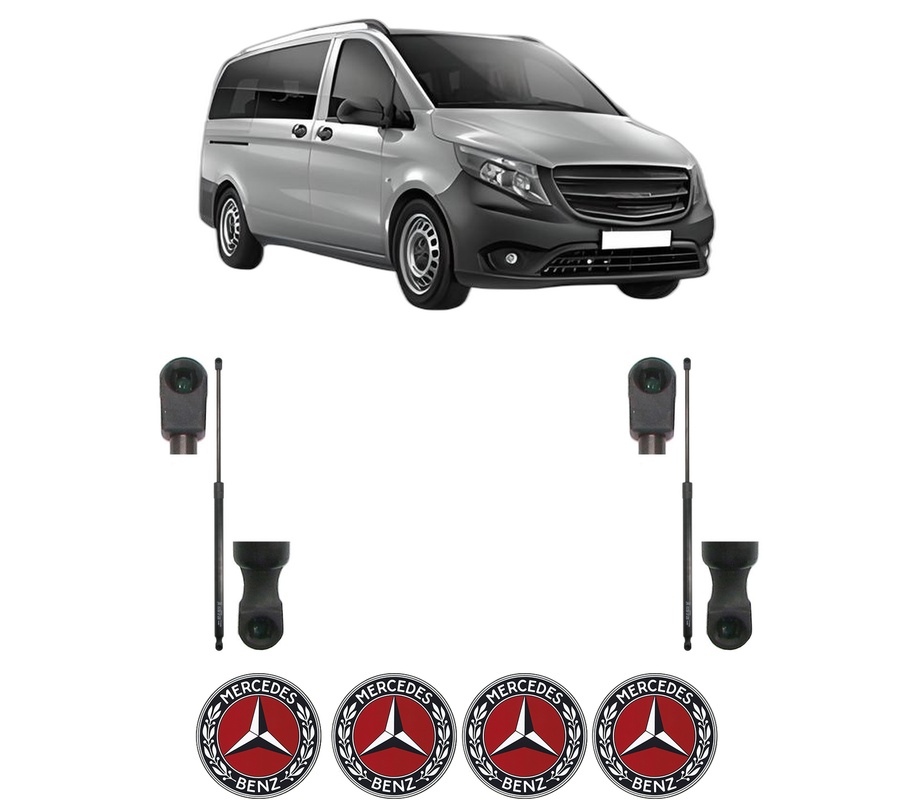 Set amortizoare portbagaj haion pentru MERCEDES-BENZ VITO Tourer (W447) din 2014-2024, 2 bucati, KROSNO, 4 stickere auto MERCEDES-BENZ