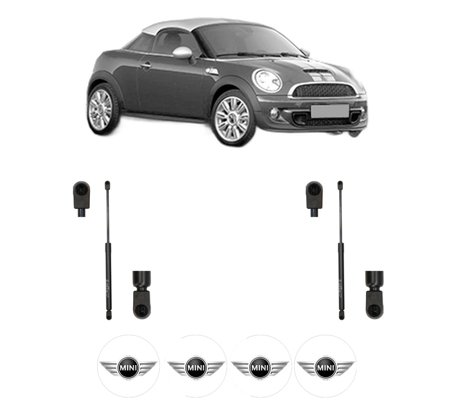Set amortizoare portbagaj haion pentru MINI Coupe (R58) din 2010-2015, 2 bucati, KROSNO, 4 stickere auto MINI