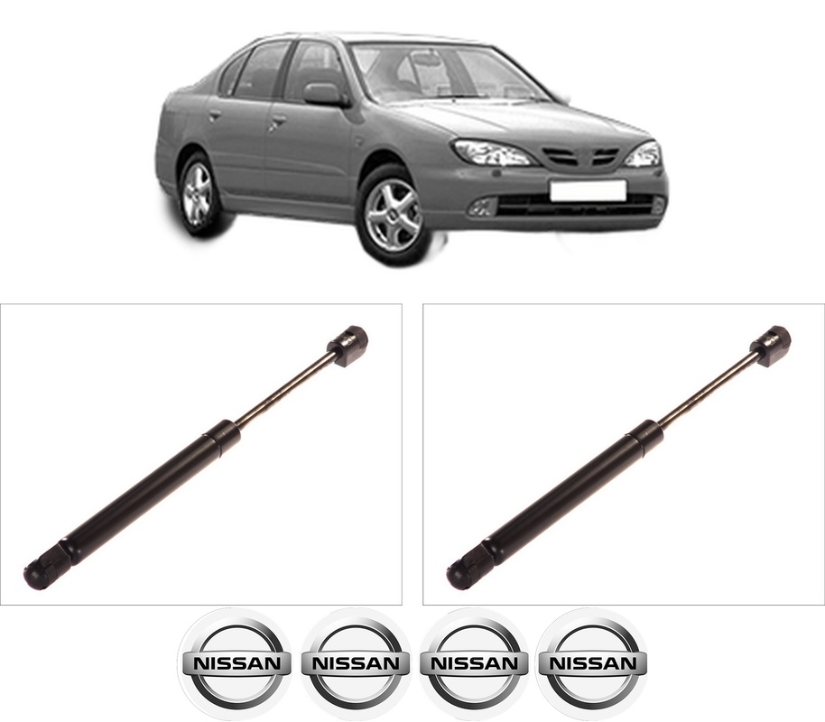 Set amortizoare portbagaj haion pentru NISSAN PRIMERA (P11) din 1996-2001, 2 bucati, KROSNO, 4 stickere auto NISSAN