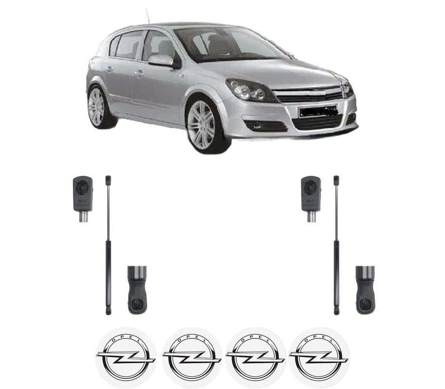 Set amortizoare portbagaj haion pentru OPEL ASTRA H (A04) din 2004-2014, 2 bucati, MAGNUM TECHNOLOGY, 4 stickere auto OPEL
