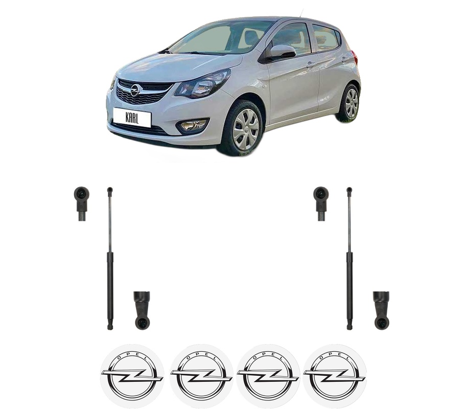Set amortizoare portbagaj haion pentru OPEL KARL (C16) din 2015-2019, 2 bucati, KROSNO, 4 stickere auto OPEL