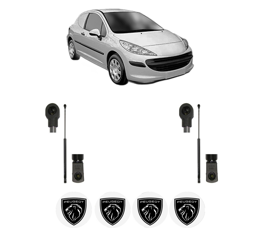 Set amortizoare portbagaj haion pentru PEUGEOT 207 Hatchback Van (WA_, WC_) din 2007-2012, 2 bucati, MAGNUM TECHNOLOGY, 4 stickere auto PEUGEOT