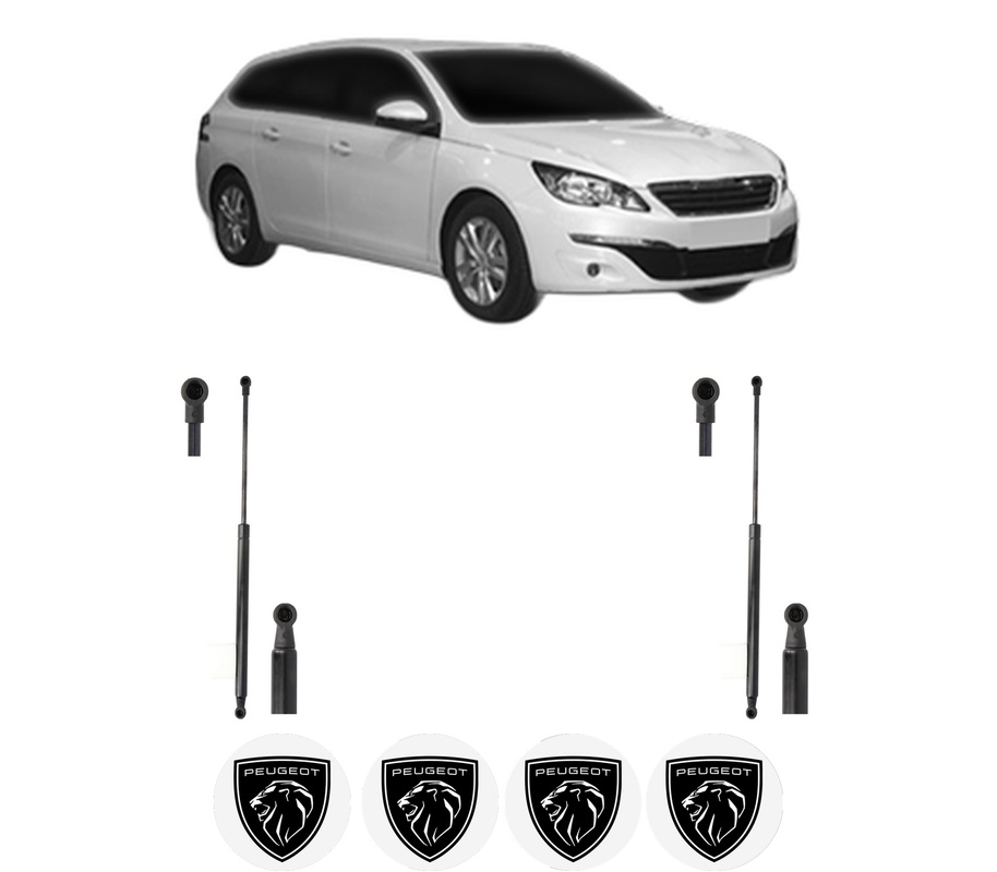 Set amortizoare portbagaj haion pentru PEUGEOT 308 SW II Estate Van (LC_) din 2014-2021, 2 bucati, KROSNO, 4 stickere auto PEUGEOT