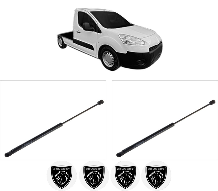 Set amortizoare portbagaj haion pentru PEUGEOT PARTNER Platform/Chassis din 2009-2015, 2 bucati, KROSNO, 4 stickere auto PEUGEOT