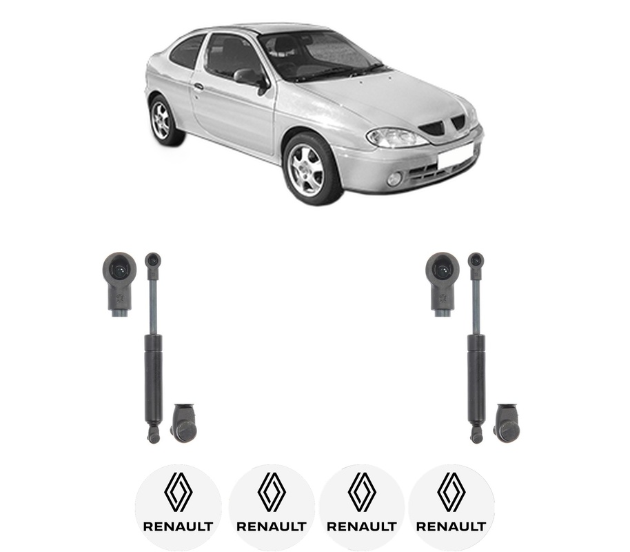 Set amortizoare portbagaj haion pentru RENAULT MEGANE I Coach (DA0/1_) din 1996-2003, 2 bucati, KROSNO, 4 stickere auto RENAULT