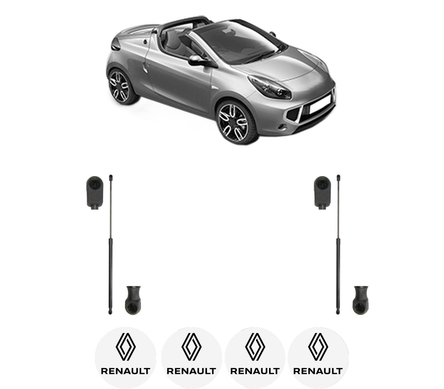 Set amortizoare portbagaj haion pentru RENAULT WIND (E4M_) din 2010-2011, 2 bucati, KROSNO, 4 stickere auto RENAULT