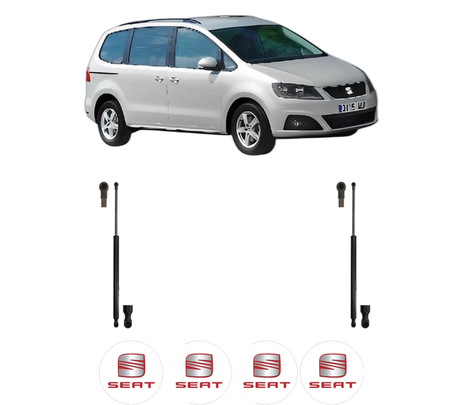 Set amortizoare portbagaj haion pentru SEAT ALHAMBRA (710, 711) din 2010-2022, 2 bucati, KROSNO, 4 stickere auto SEAT