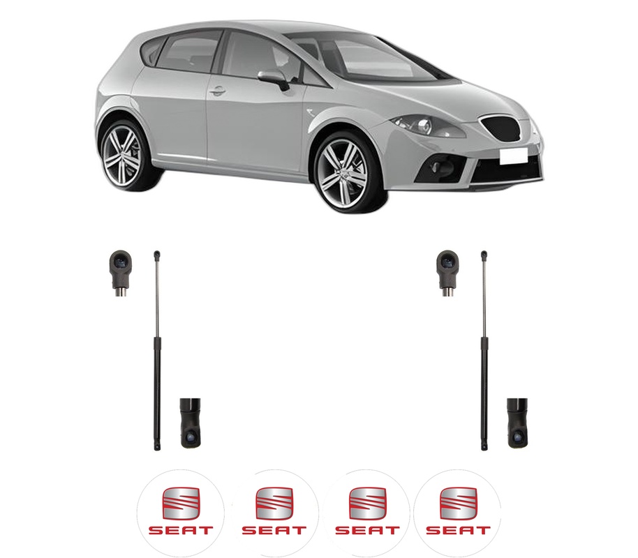 Set amortizoare portbagaj haion pentru SEAT LEON (1P1) din 2005-2012, 2 bucati, MAGNUM TECHNOLOGY, 4 stickere auto SEAT