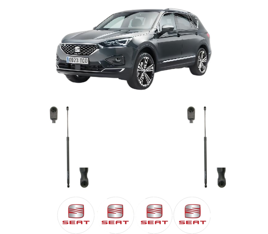 Set amortizoare portbagaj haion pentru SEAT TARRACO (KN2) din 2018-2024, 2 bucati, KROSNO, 4 stickere auto SEAT
