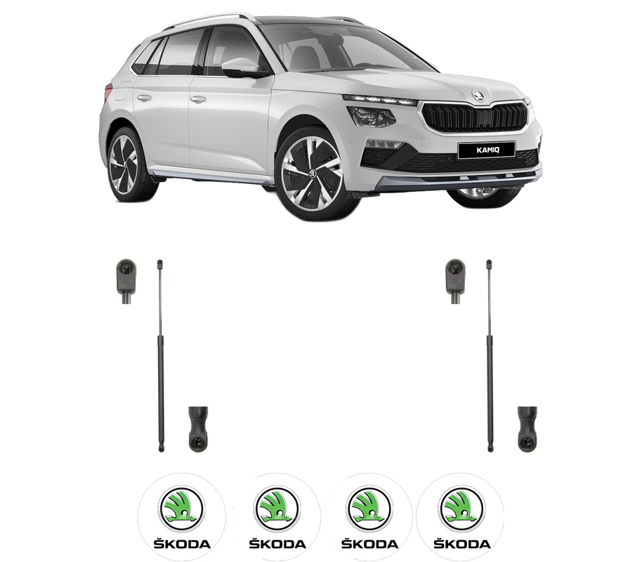 Set amortizoare portbagaj haion pentru SKODA KAMIQ (NW4) din 2019-2020, 2 bucati, KROSNO, 4 stickere auto SKODA