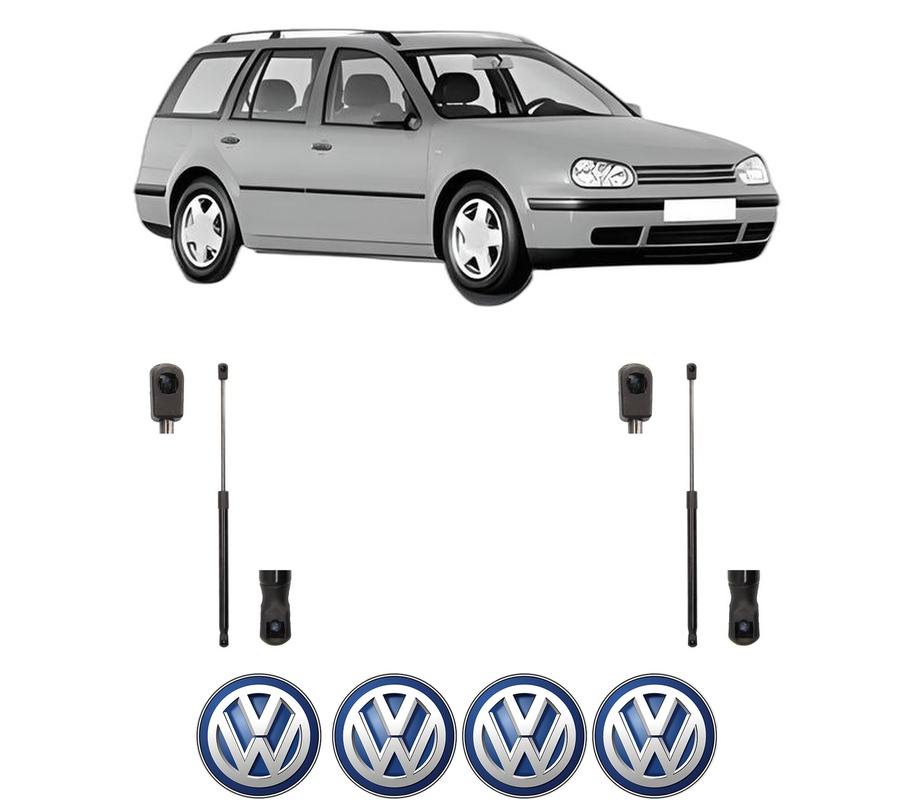 Set amortizoare portbagaj haion pentru VW GOLF IV Variant (1J5) din 1999-2006, 2 bucati, MAGNUM TECHNOLOGY, 4 stickere auto VW