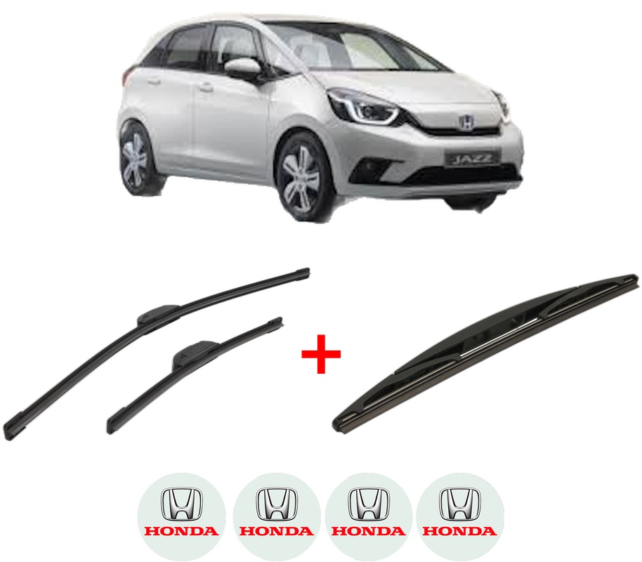 Set 3 stergatoare HONDA JAZZ V (GR_, GS_) din 2020, pentru parbriz si luneta fata si spate auto, Bosch Twin, din cauciuc siliconat rezistent, 4 Stickere Auto HONDA