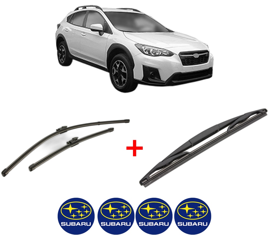 Set 3 stergatoare SUBARU XV (GT) din 2017, pentru parbriz si luneta fata si spate auto, Valeo Silencio, din cauciuc siliconat rezistent, 4 Stickere Auto SUBARU