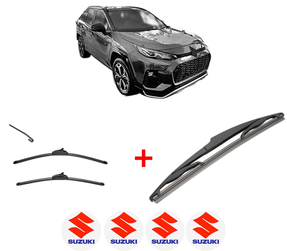 Set 3 stergatoare SUZUKI ACROSS (A5Z_) din 2020, pentru parbriz si luneta fata si spate auto, Valeo Silencio, din cauciuc siliconat rezistent, 4 Stickere Auto SUZUKI