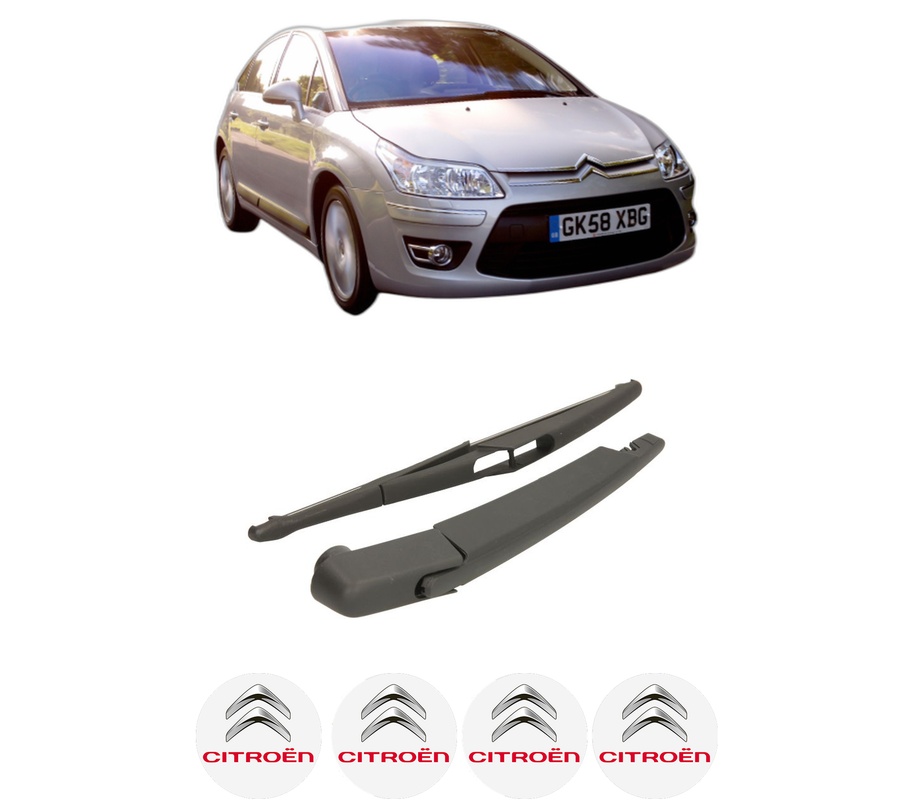 Set brat stergator spate cu lamela pentru CITROEN C4 II (NC_) din 2009-2018, pentru spate, din cauciuc siliconat rezistent, Cri-Flo, 4 stickere auto CITROEN