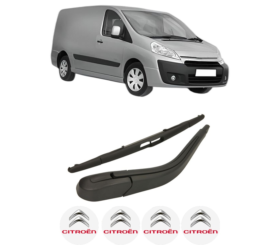 Set brat stergator spate cu lamela pentru CITROEN JUMPY II Van din 2007-2016, pentru spate, din cauciuc siliconat rezistent, Cri-Flo, 4 stickere auto CITROEN