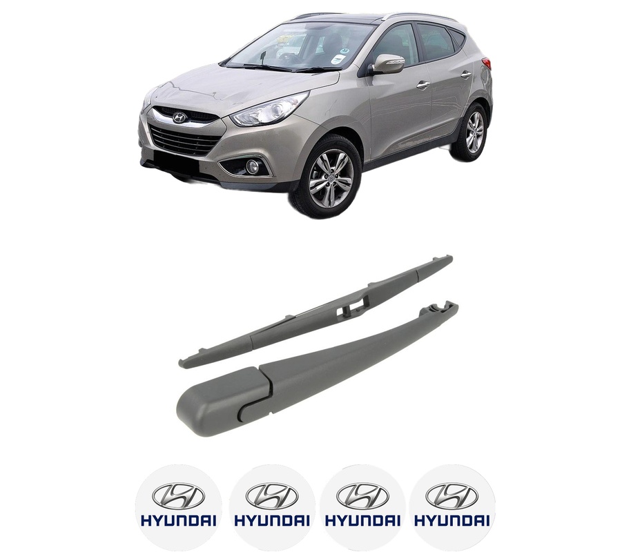 Set brat stergator spate cu lamela pentru HYUNDAI ix35 (LM, EL, ELH) din 2009-2015, pentru spate, din cauciuc siliconat rezistent, Cri-Flo, 4 stickere auto HYUNDAI