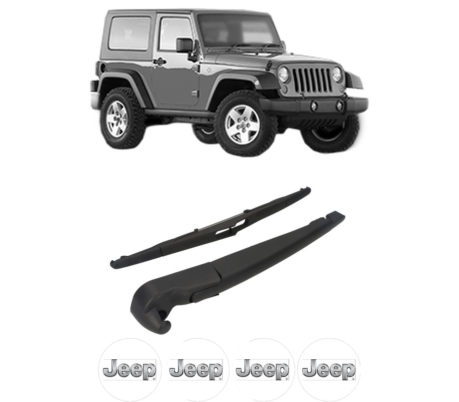 Set brat stergator spate cu lamela pentru JEEP WRANGLER III (JK) din 2006-2011, pentru spate, din cauciuc siliconat rezistent, Cri-Flo, 4 stickere auto JEEP