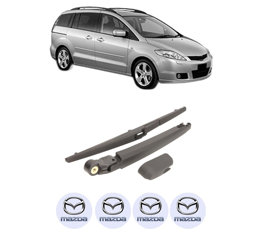 Set brat stergator spate cu lamela pentru MAZDA 5 (CR) din 2005-2010, pentru spate, din cauciuc siliconat rezistent, Cri-Flo, 4 stickere auto MAZDA