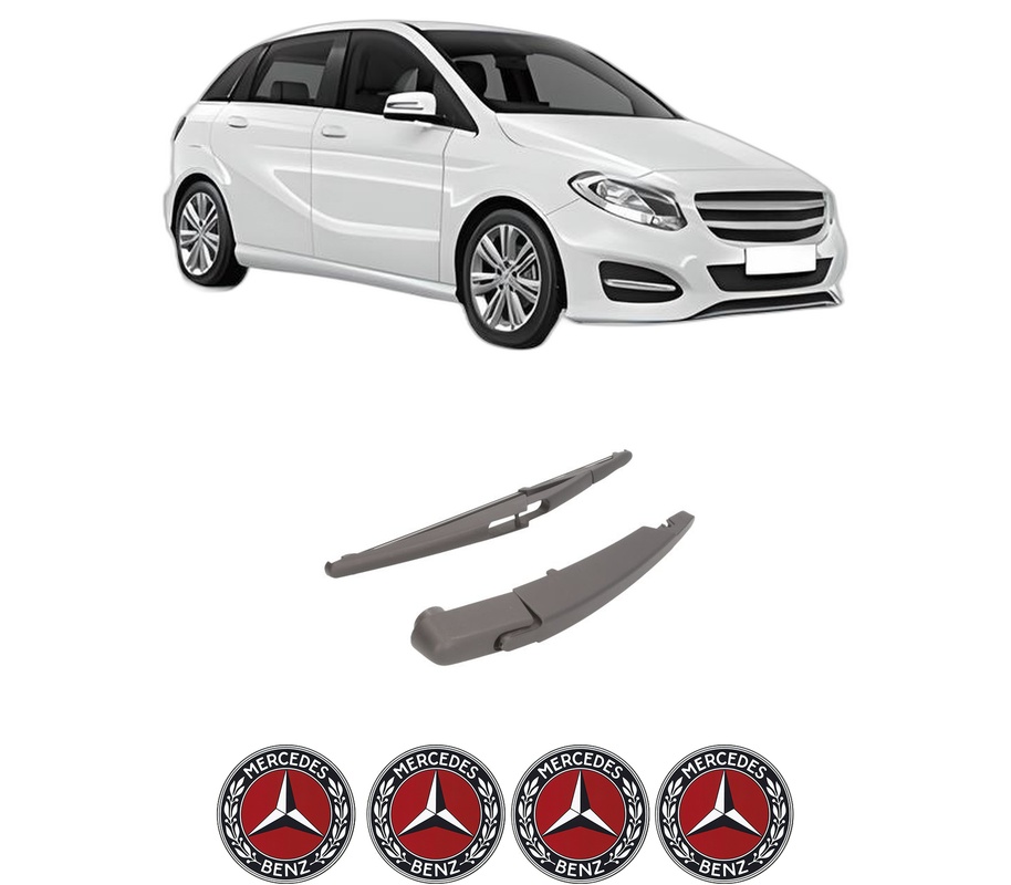 Set brat stergator spate cu lamela pentru MERCEDES-BENZ B-CLASS Sports Tourer (W246, W242) din 2014-2018, pentru spate, din cauciuc siliconat rezistent, Cri-Flo, 4 stickere auto MERCEDES-BENZ