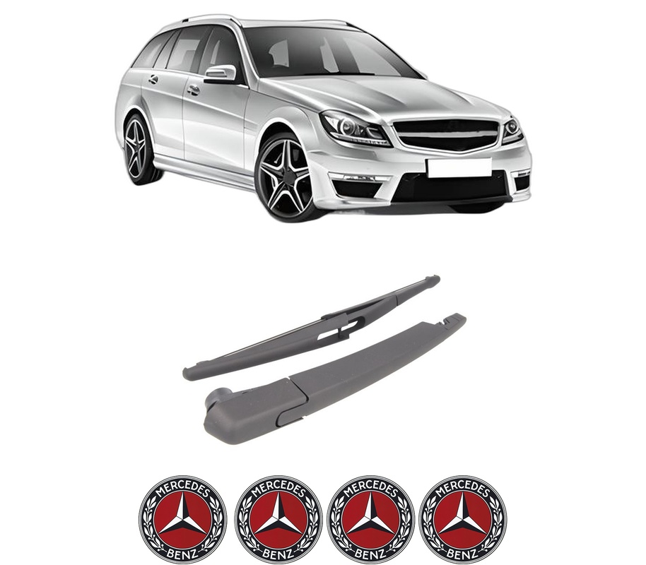 Set brat stergator spate cu lamela pentru MERCEDES-BENZ C-CLASS T-Model (S204) din 2007-2014, pentru spate, din cauciuc siliconat rezistent, Cri-Flo, 4 stickere auto MERCEDES-BENZ