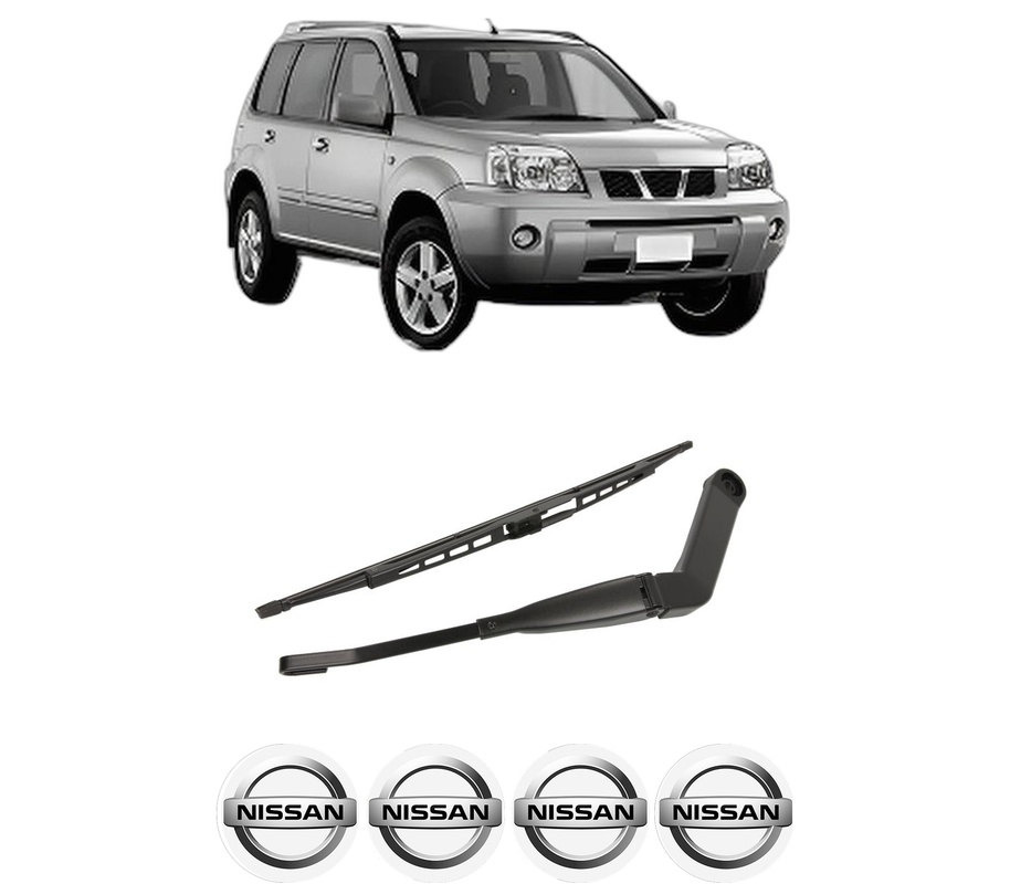 Set brat stergator spate cu lamela pentru NISSAN X-TRAIL I (T30) din 2001-2013, pentru spate, din cauciuc siliconat rezistent, Cri-Flo, 4 stickere auto NISSAN