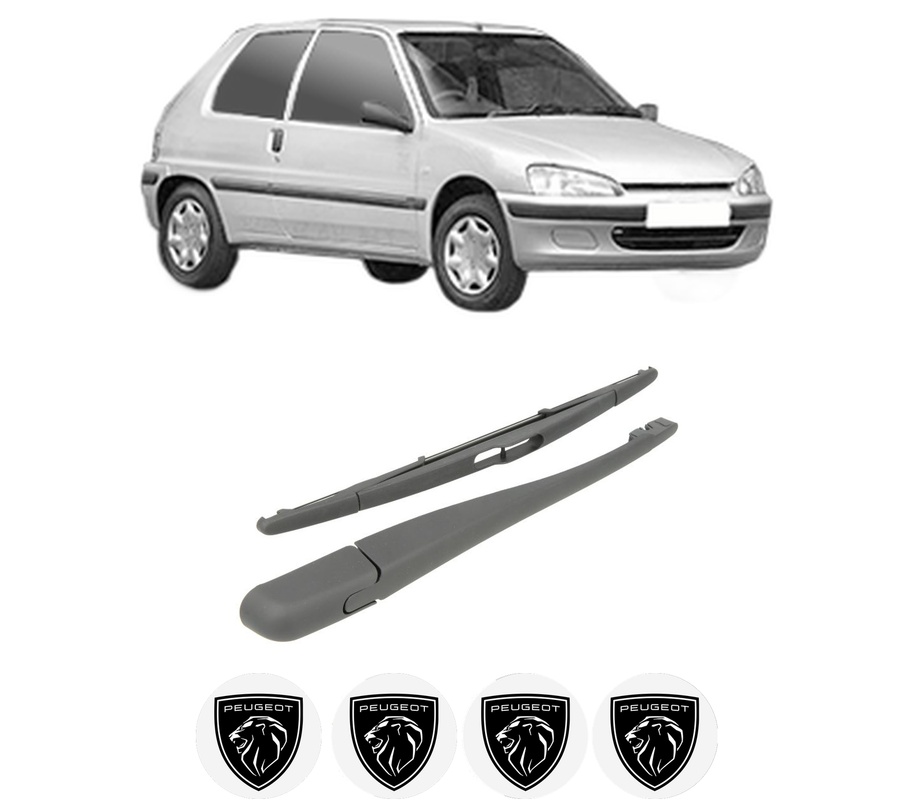 Set brat stergator spate cu lamela pentru PEUGEOT 106 II (1A_, 1C_) din 1996-2004, pentru spate, din cauciuc siliconat rezistent, Cri-Flo, 4 stickere auto PEUGEOT