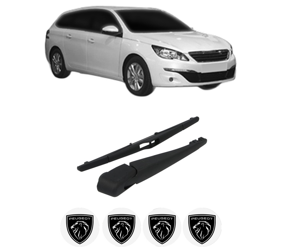 Set brat stergator spate cu lamela pentru PEUGEOT 308 SW II Estate Van (LC_) din 2014-2021, pentru spate, din cauciuc siliconat rezistent, Cri-Flo, 4 stickere auto PEUGEOT