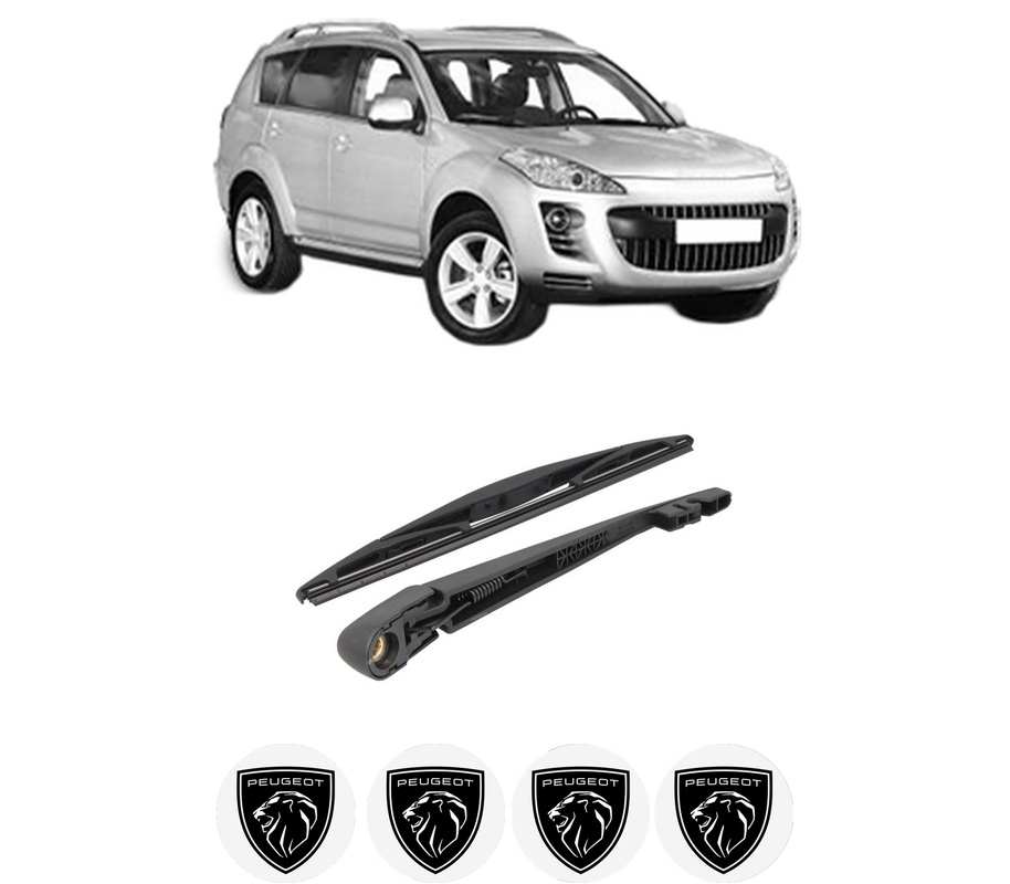 Set brat stergator spate cu lamela pentru PEUGEOT 4007 (VU_, VV_) din 2007-2013, pentru spate, din cauciuc siliconat rezistent, Cri-Flo, 4 stickere auto PEUGEOT