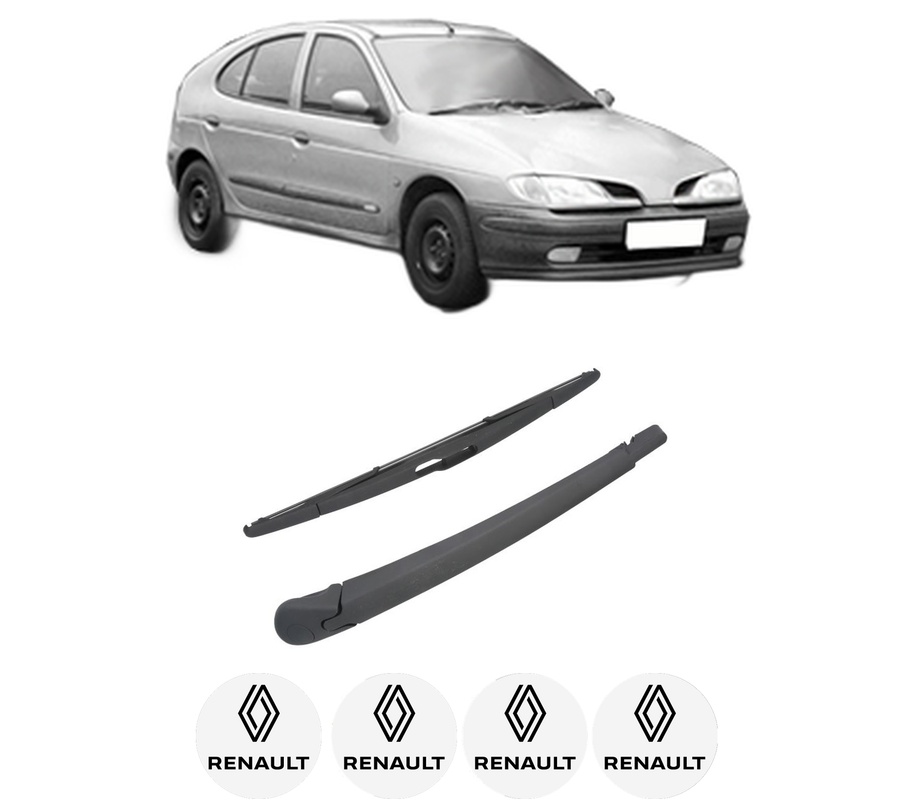 Set brat stergator spate cu lamela pentru RENAULT MEGANE I (BA0/1_) din 1996-2003, pentru spate, din cauciuc siliconat rezistent, Cri-Flo, 4 stickere auto RENAULT