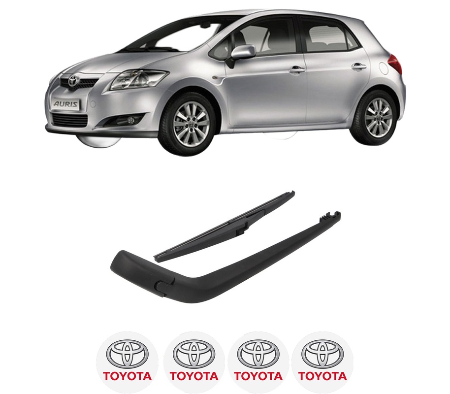 Set brat stergator spate cu lamela pentru TOYOTA AURIS (_E15_) din 2006-2012, pentru spate, din cauciuc siliconat rezistent, Cri-Flo, 4 stickere auto TOYOTA