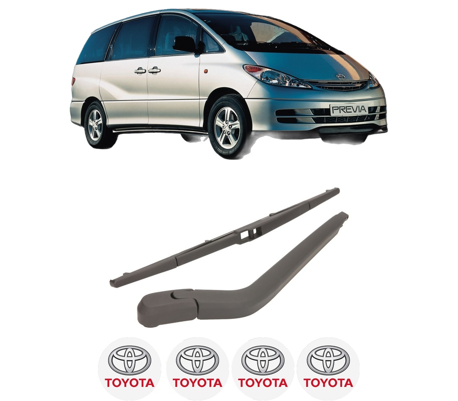 Set brat stergator spate cu lamela pentru TOYOTA PREVIA II (_R3_) din 2000-2006, pentru spate, din cauciuc siliconat rezistent, Cri-Flo, 4 stickere auto TOYOTA