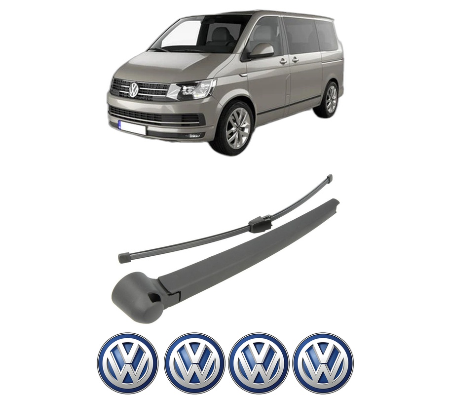 Set brat stergator spate cu lamela pentru VW TRANSPORTER T5 Bus (7HB, 7HJ, 7EB, 7EJ) din 2003-2015, pentru spate, din cauciuc siliconat rezistent, Cri-Flo, 4 stickere auto VW