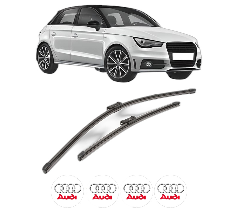 Set stergatoare auto AUDI A1 Sportback (8XA, 8XF) din 2011-2018, pentru parbriz auto, 2 bucati, Valeo Silencio Xtrm, din cauciuc siliconat rezistent, 4 Stickere Auto AUDI