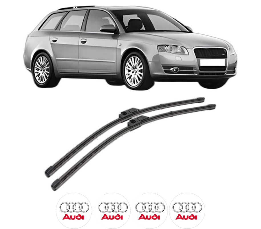Set stergatoare auto AUDI A4 B7 Avant (8ED) din 2004-2008, pentru parbriz auto, 2 bucati, Valeo Silencio Xtrm, din cauciuc siliconat rezistent, 4 Stickere Auto AUDI