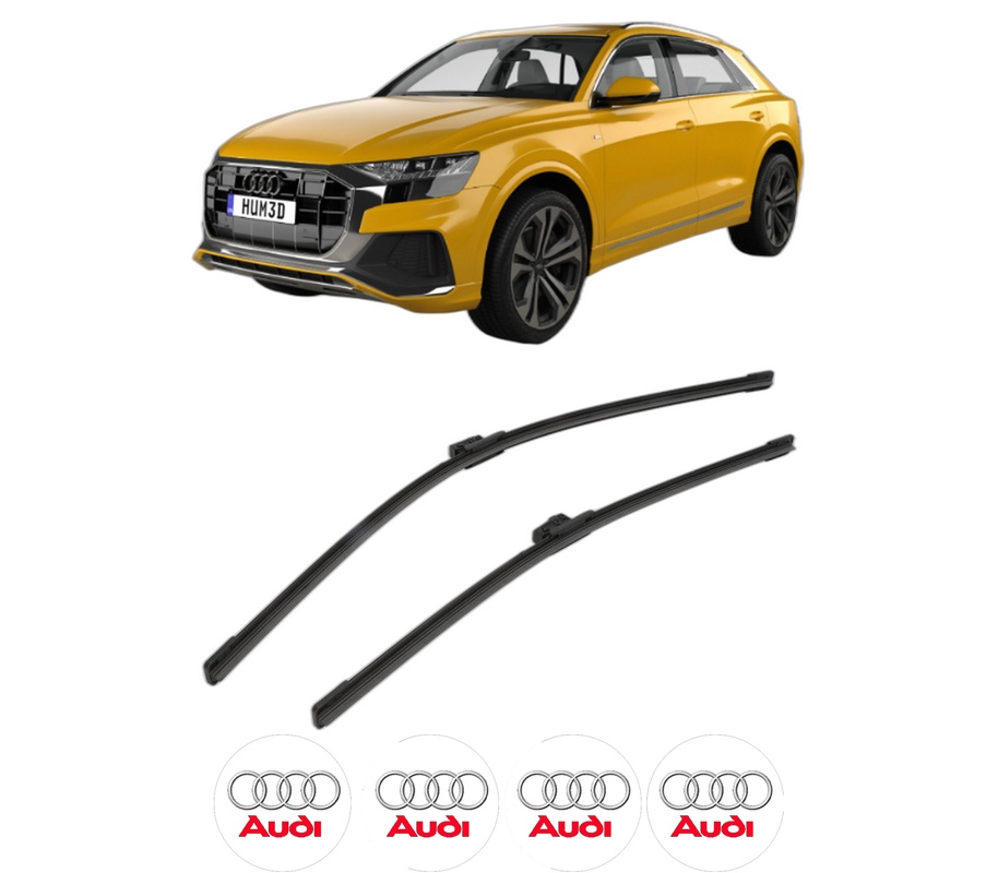 Set stergatoare auto AUDI Q8 (4MN, 4MT) din 2018-2020, pentru parbriz auto, 2 bucati, Bosch Aerotwin, din cauciuc siliconat rezistent, 4 Stickere Auto AUDI