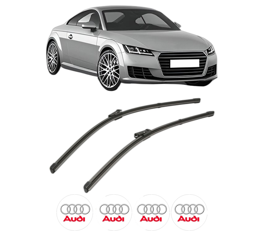 Set stergatoare auto AUDI TT (FV3, FVP) din 2014-2021, pentru parbriz auto, 2 bucati, Valeo Silencio Xtrm, din cauciuc siliconat rezistent, 4 Stickere Auto AUDI