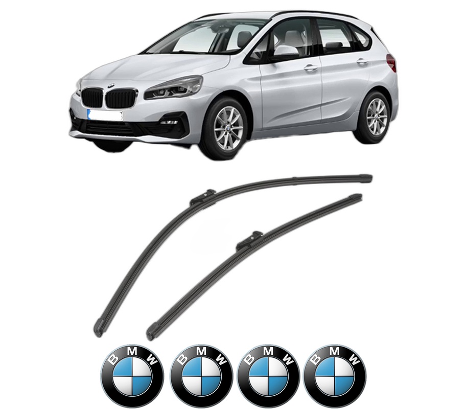 Set stergatoare auto BMW Seria 2 Active Tourer (F45) din 2013-2021, pentru parbriz auto, 2 bucati, Valeo Silencio Xtrm, din cauciuc siliconat rezistent, 4 Stickere Auto BMW Seria