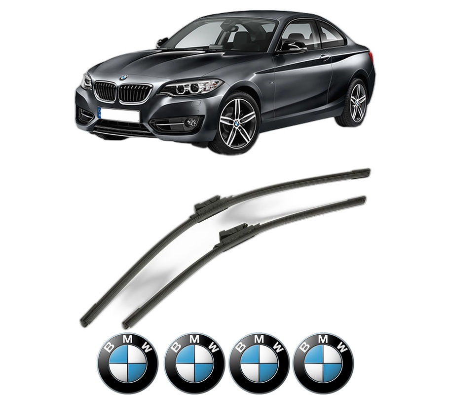 Set stergatoare auto BMW Seria 2 F74 Gran Coupe (F74) din 2024-2025, pentru parbriz auto, 2 bucati, Bosch Aerotwin, din cauciuc siliconat rezistent, 4 Stickere Auto BMW Seria