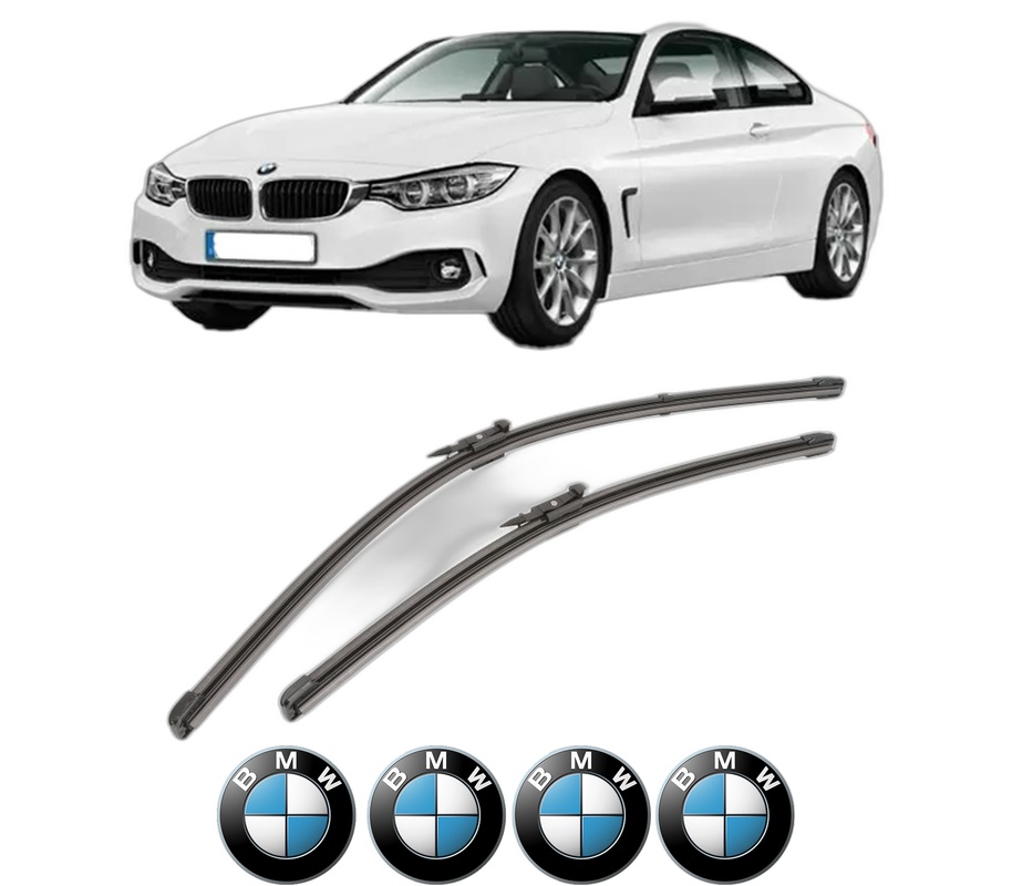 Set stergatoare auto BMW Seria 4 Coupe (F32, F82) din 2013-2020, pentru parbriz auto, 2 bucati, Valeo Silencio Xtrm, din cauciuc siliconat rezistent, 4 Stickere Auto BMW Seria