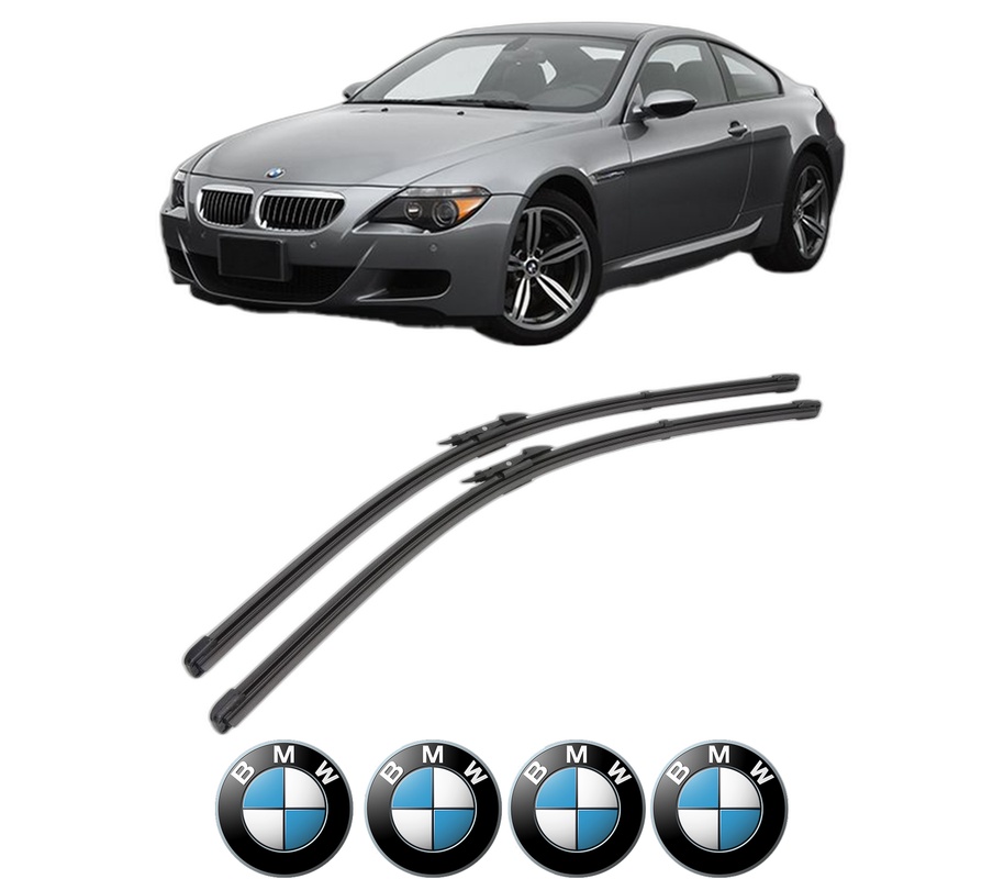 Set stergatoare auto BMW Seria 6 (E63) din 2003-2010, pentru parbriz auto, 2 bucati, Valeo Silencio Xtrm, din cauciuc siliconat rezistent, 4 Stickere Auto BMW Seria