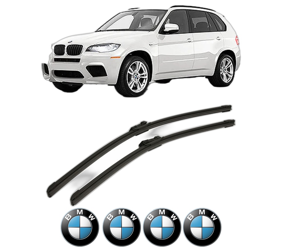 Set stergatoare auto BMW Seria X5 (E70) din 2006-2013, pentru parbriz auto, 2 bucati, Bosch Aerotwin, din cauciuc siliconat rezistent, 4 Stickere Auto BMW Seria