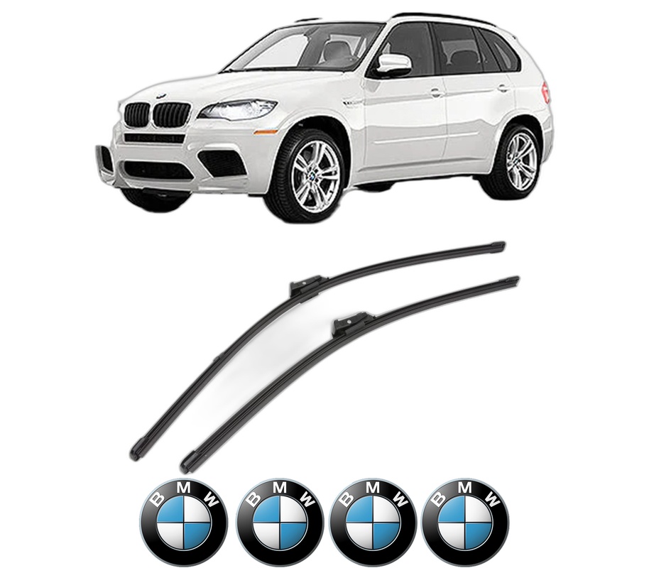 Set stergatoare auto BMW Seria X5 (E70) din 2006-2013, pentru parbriz auto, 2 bucati, Valeo Silencio Xtrm, din cauciuc siliconat rezistent, 4 Stickere Auto BMW Seria