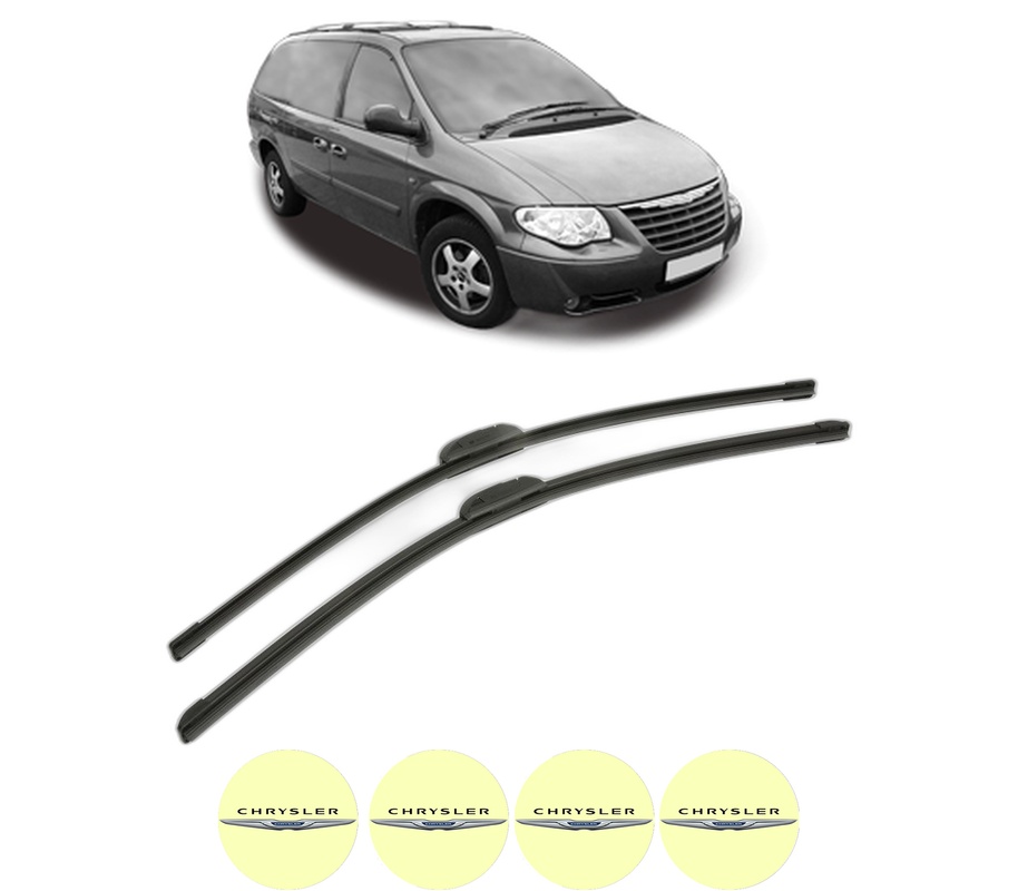 Set stergatoare auto CHRYSLER GRAND VOYAGER / VOYAGER IV (RG, RS) din 2000-2004, pentru parbriz auto, 2 bucati, Bosch Aerotwin Retrofit, din cauciuc siliconat rezistent, 4 Stickere Auto CHRYSLER