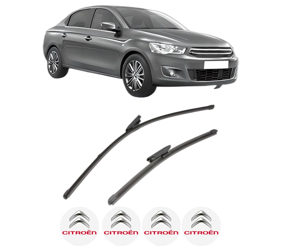 Set stergatoare auto CITROEN C-ELYSEE (DD_) din 2012-2018, pentru parbriz auto, 2 bucati, Valeo Silencio Xtrm, din cauciuc siliconat rezistent, 4 Stickere Auto CITROEN